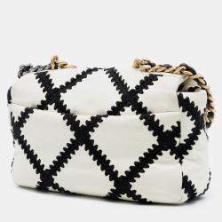 Pre Owned Chanel White Medium Crochet Calfskin 19 Flap