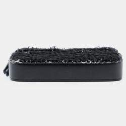 مملوكة مسبقًا Chanel Black CC Calfskin and Sequin Double Zip Wallet on Chain