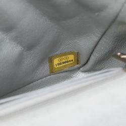 Pre Owned Chanel Silver Mini Rectangular Classic Iridescent Lambskin Single Flap