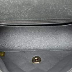 Pre Owned Chanel Silver Mini Rectangular Classic Iridescent Lambskin Single Flap