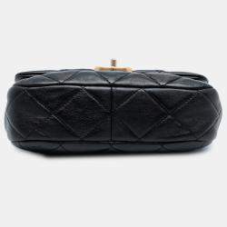 Pre Owned حقيبة شانيل رفرف سلسلة مطلية جلد خروف مبطن صغيرة سوداء