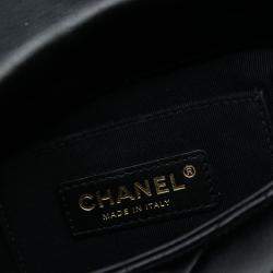 Pre Owned حقيبة شانيل رفرف سلسلة مطلية جلد خروف مبطن صغيرة سوداء