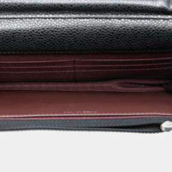 Pre Owned Chanel Black CC Chevron Caviar Wallet On Chain