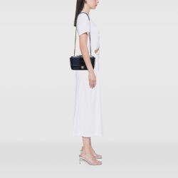 Pre Owned حقيبة رفرف شانيل علامة CC أنيقة جلد حمل مبطن بلونين أزرق متوسط