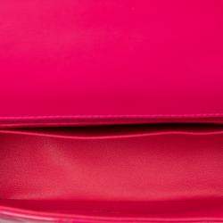 Pre Owned حقيبة شانيل كلاسيكية وردية مستطيلة صغيرة سحاب مفرد جلد برنيق