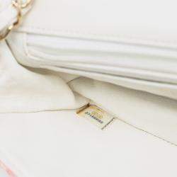 Pre Owned حقيبة شانيل رفرف واحد مجدولة لامعة قماش تويد كلاسيكي مستطيلة صغيرة وردي برتقالي