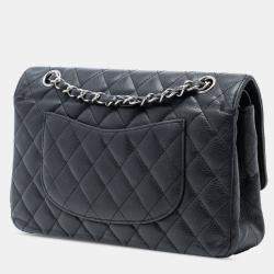 Pre Owned Chanel Black Medium Classic Caviar Double Flap