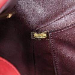 Pre Owned Chanel Red Medium Quilted Caviar CC Filigree Flap