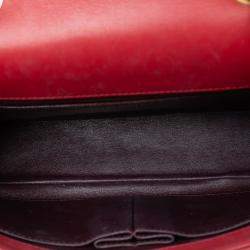 Pre Owned Chanel Red Medium Quilted Caviar CC Filigree Flap