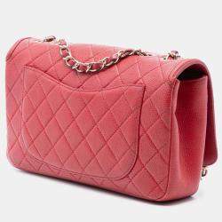 Pre Owned Chanel Red Medium Quilted Caviar CC Filigree Flap