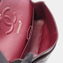 Pre Owned Chanel Matelasse Double Flap Shoulder Bag In Lambskin Leather Black