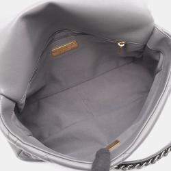Pre Owned Chanel 19 Gray Lambskin Leather Shoulder Bag