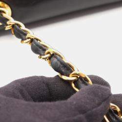 Pre Owned حقيبة كتف شانيل ماتلاس كبيرة علامة كوكو من جلد الحمل أسود