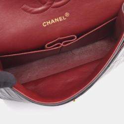 Pre Owned Chanel Matelasse Double Flap Shoulder Bag In Lambskin Leather Black