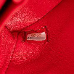 Pre Owned حقيبة شانيل كتف شانيل كوكو مارك ماتلاسية ٢٥ فلاب مزدوجة سلسلة جلد كافيار أحمر