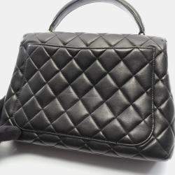 مملوكة مسبقًا Chanel Matelasse Top Handle Handbag In Lambskin Leather Black