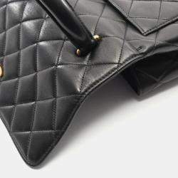 مملوكة مسبقًا Chanel Matelasse Top Handle Handbag In Lambskin Leather Black