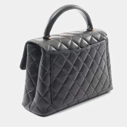 مملوكة مسبقًا Chanel Matelasse Top Handle Handbag In Lambskin Leather Black