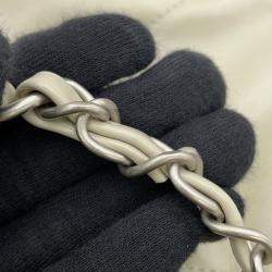 Pre Owned Chanel Handbag 22 Light Grey Shiny Calfskin Leather