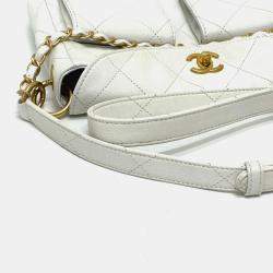 Pre Owned Chanel Supple Twins White Caviar Leather Hobo Bag