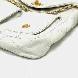 Pre Owned Chanel Supple Twins White Caviar Leather Hobo Bag