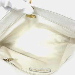 Pre Owned Chanel Supple Twins White Caviar Leather Hobo Bag