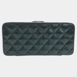 مملوكة مسبقًا Chanel Vintage Matelasse Dark Green Metallic Enamel Handbag Vanity Bag