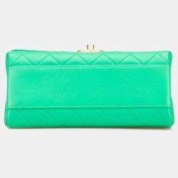 Pre Owned حقيبة يد شانيل ماتالاسيه كوكو مارك بمقبض علوي كتف توتي ٢-طريقتين أخضر ذهبي جلد الحمل