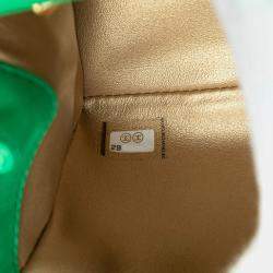 Pre Owned حقيبة يد شانيل ماتالاسيه كوكو مارك بمقبض علوي كتف توتي ٢-طريقتين أخضر ذهبي جلد الحمل