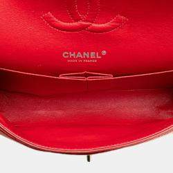 Pre Owned حقيبة كتف شانيل سلسلة كوكو مارك ماتالاس ٢٥ دبيل فلاب جلد خروف أحمر