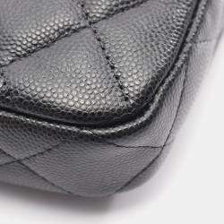 Pre Owned شنطة كتف حافظة هاتف ومحفظة شانيل ماتالاسيه سلسلة جلد عجل محبب أسود