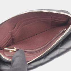 Pre Owned شنطة كتف حافظة هاتف ومحفظة شانيل ماتالاسيه سلسلة جلد عجل محبب أسود