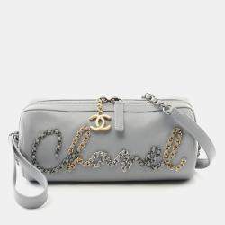 Pre Owned حقيبة كتف شانيل جلد رمادي