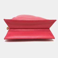 Pre Owned Chanel Coco Mark Matelasse Quilted Chain Tote Bag/Handbag In Lambskin Pink