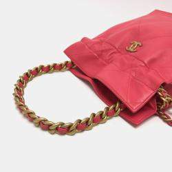 Pre Owned Chanel Coco Mark Matelasse Quilted Chain Tote Bag/Handbag In Lambskin Pink