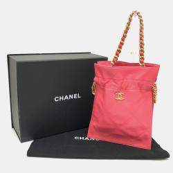 Pre Owned Chanel Coco Mark Matelasse Quilted Chain Tote Bag/Handbag In Lambskin Pink