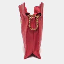 Pre Owned Chanel Coco Mark Matelasse Quilted Chain Tote Bag/Handbag In Lambskin Pink