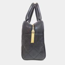 Pre Owned حقيبة شانيل بوسطن صغيرة ماتيلس ذهبية المعدات جلد العجل المحبب