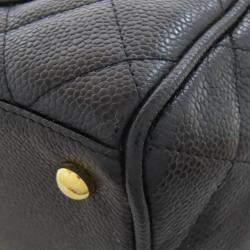 Pre Owned حقيبة شانيل بوسطن صغيرة ماتيلس ذهبية المعدات جلد العجل المحبب