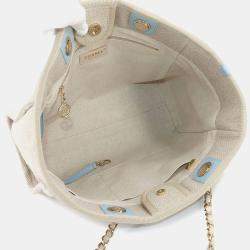 Pre Owned حقيبة شانيل توت سلسلة ديڤيل حجم وسط كانفاس بيج/أزرق