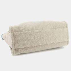 Pre Owned حقيبة شانيل توت سلسلة ديڤيل حجم وسط كانفاس بيج/أزرق