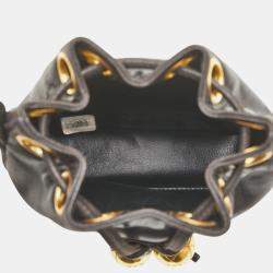 Pre Owned حقيبة كتف شانيل كوكو مارك سلسلة جلد حمل أسود