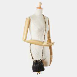 Pre Owned حقيبة كتف شانيل كوكو مارك سلسلة جلد حمل أسود