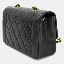 Pre Owned حقيبة كتف شانيل ديانا ماتيلاسي سلسلة 22 جلد حمل أسود