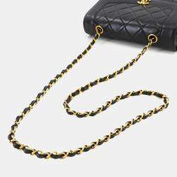 Pre Owned حقيبة كتف شانيل ديانا ماتيلاسي سلسلة 22 جلد حمل أسود