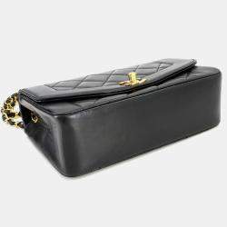 Pre Owned حقيبة كتف شانيل ديانا ماتيلاسي سلسلة 22 جلد حمل أسود