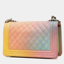 مملوكة مسبقًا حقيبة كتف سلسلة كوكو مارك شانيل بوي شانيل جلد كافيار بألوان متعددة