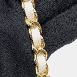 Pre Owned Chanel Chain Shoulder Bag Vanity Coco Mark Matelasse Playing Cards Caviar Skin White