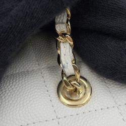 Pre Owned Chanel Chain Shoulder Bag Vanity Coco Mark Matelasse Playing Cards Caviar Skin White