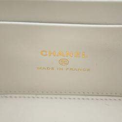 Pre Owned Chanel Chain Shoulder Bag Vanity Coco Mark Matelasse Playing Cards Caviar Skin White